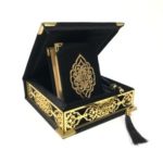 Coffret bleu marine et doré pour femme : Coran et chapelet Ottoman
