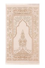 Coffret trois pièces doré : tapis de prière, Coran, chapelet
