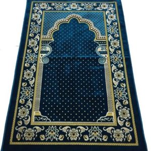 Tapis de Prière Musulman Tressé Bleu
