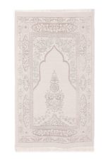 Coffret trois pièces crème : tapis de prière, Coran et chapelet