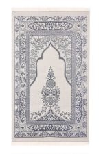 Coffret trois pièces bleu marine : tapis de prière, Coran et chapelet