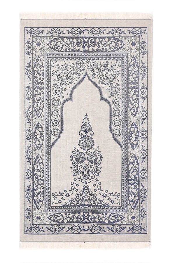 Coffret trois pièces bleu marine : tapis de prière, Coran et chapelet