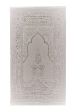 Coffret trois pièces gris : tapis de prière, Coran, chapelet