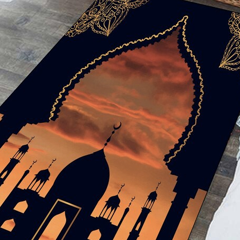 Tapis de prière islam noir et orange