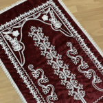 Tapis de prière islam en velours brodé rouge