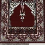 Tapis de prière Islam style persan rouge canard Kaaba