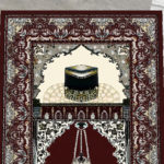 Tapis de prière Islam style persan rouge canard Kaaba