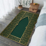 Tapis de prière islam vert et doré
