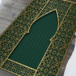 Tapis de prière islam vert et doré