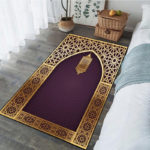 Tapis de prière islam violet et doré