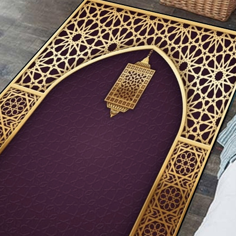 Tapis de prière islam violet et doré