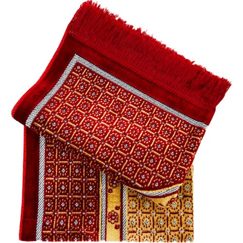 Tapis de prière en velours de coton rouge