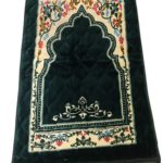 Superbe tapis de prière en velours épais, doux et confortable vert émeraude aux motifs orientaux
