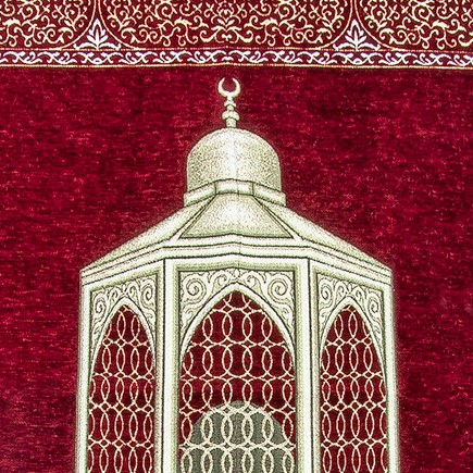 Tapis de prière rouge en coton avec chapelet