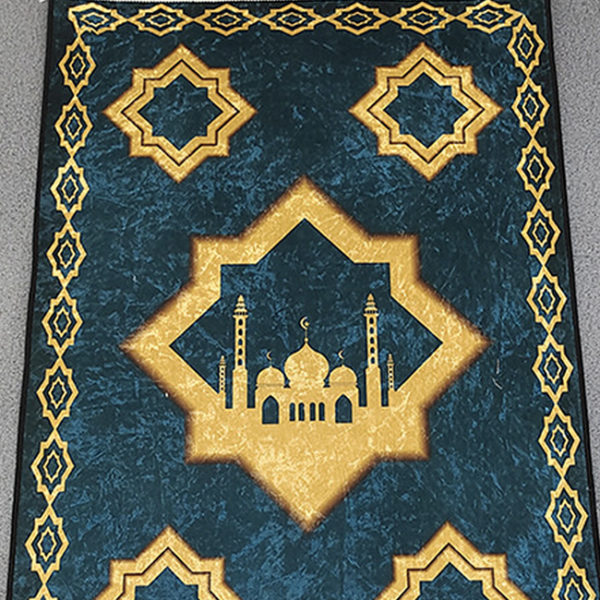 Tapis de prière bleu étoiles et mosquée