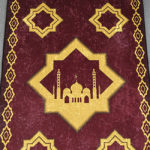 Tapis de prière rouge étoiles et mosquée
