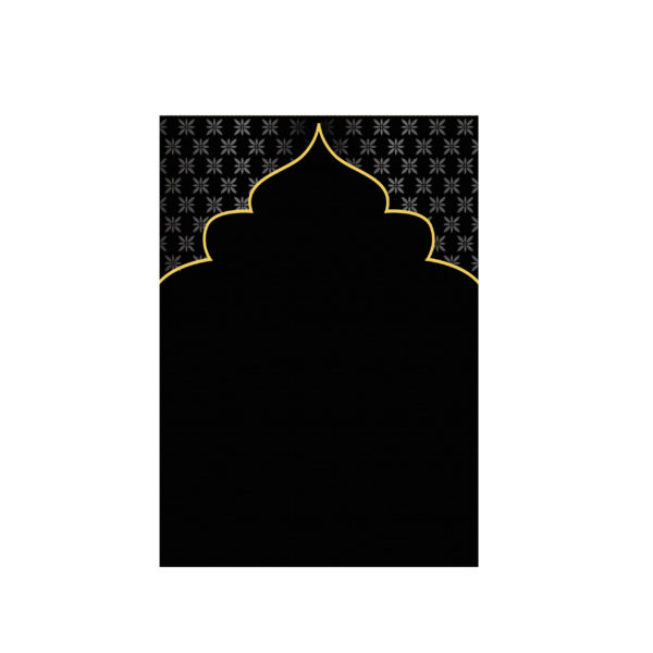Tapis de prière noir avec un lisere dore en dome de mosquee