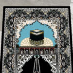 Tapis de prière persan noir motif Kaaba